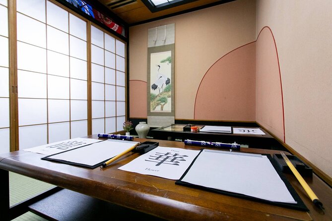 Learning Zen of Japanese Calligraphy in kimono near Osaka Castle - Osaka Castle Area, A Zen Hour of Shodo in Kimono