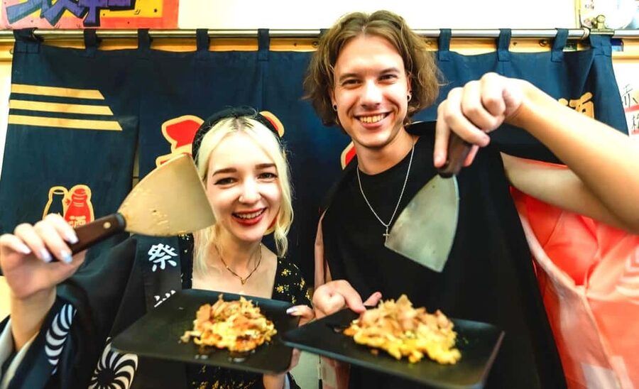Okonomiyaki＆Takoyaki for Families:Osaka Street Food Festival - Cooking takoyaki and okonomiyaki on real teppan grills