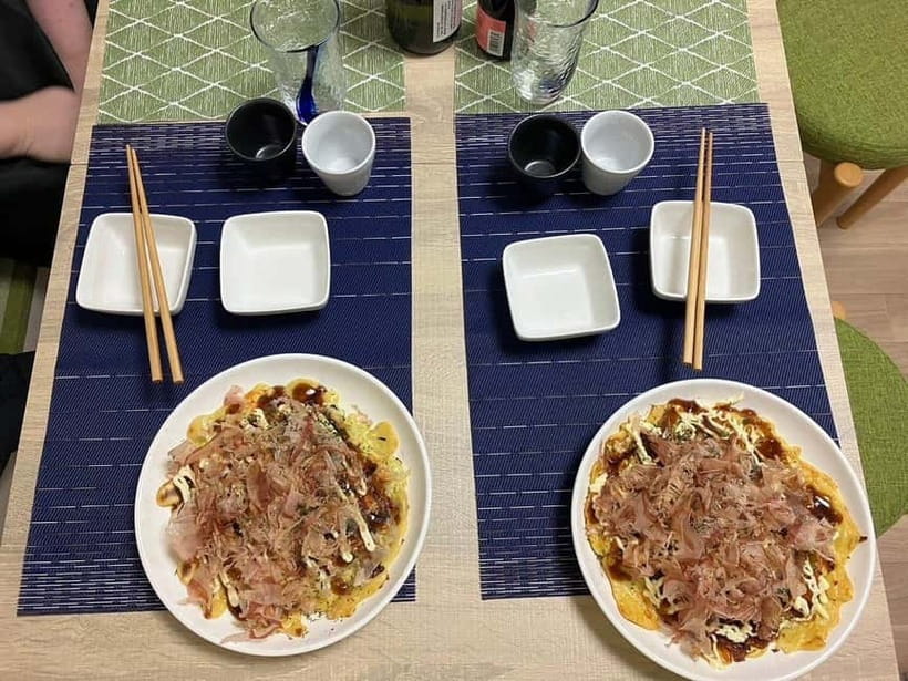 Osaka : Cooking Class Okonomiyaki & Takoyaki course in Nanba - 1.5 hours of hands-on cooking: okonomiyaki first, then takoyaki
