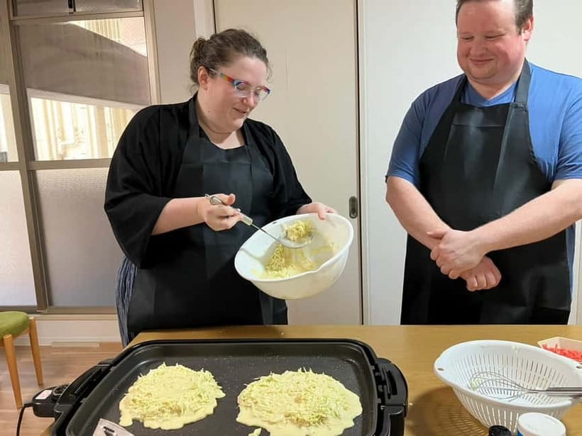 Osaka : Cooking Class Okonomiyaki & Takoyaki course in Nanba - Instruction style in English, with a friendly, multi-language vibe