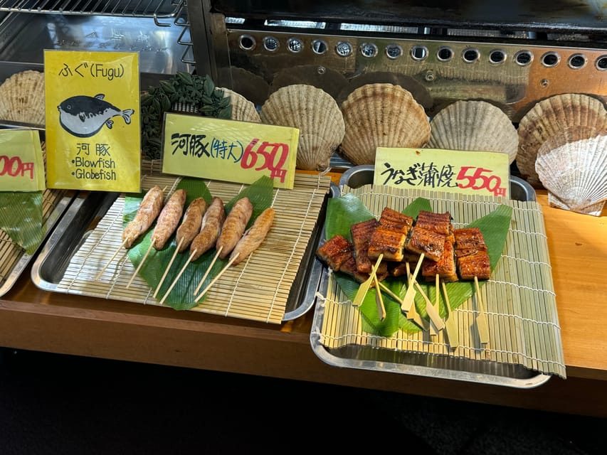 Osaka: Kuromon Market 1.5-Hour Seafood & Street Food Tour - The kind of dishes you may taste, and how to be ready for them