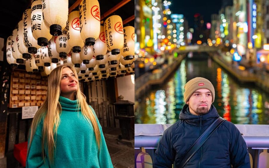 Osaka: Private Vibrant Nighttime Photoshoot (Dotonbori) - Hozenji Yokocho and the lantern-lane contrast that makes your photos pop