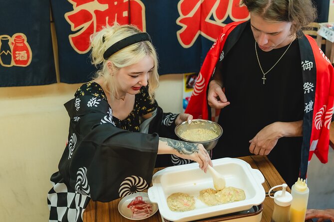 Osaka Street Food Festival :Takoyaki＆Okonomiyaki for Families - Takoyaki on real teppan grills: the hands-on magic