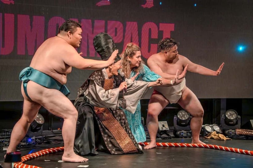 Osaka:SUMO BEATS SHOWCASE: Taiko Drum and Wagyu burger! - Who should book this Osaka sumo-taiko show