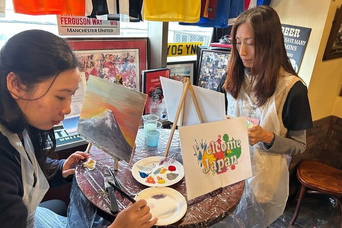 Seasonal Japanese Culture Osaka Paint and Wine Experience - Seasonal Theme Game, March Cherry Blossoms Included