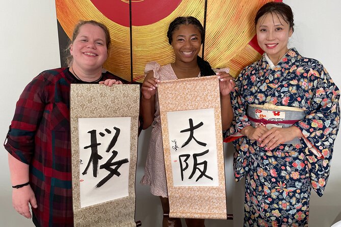 Traditional Calligraphy Experience near Dotonbori - From paper practice to a finished hanging scroll
